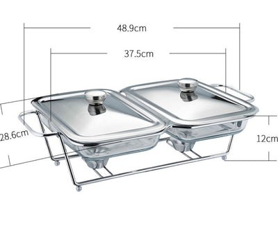 Rectangular Glass Buffet Stove Food Heating Container Hot Pot Alcohol Stove